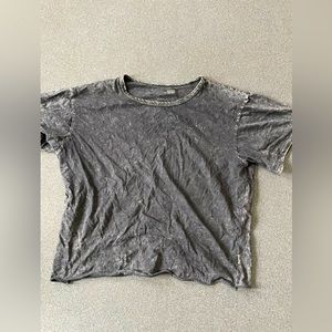 Short Sleeve Cropped Acid Wash T Shirt